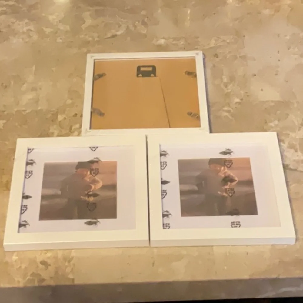 Three 4” x 4” White Wooden Photo Frames